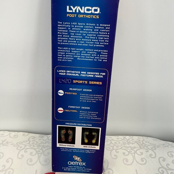 Aetrex Lynco Orthotics Sports Series 420 Insoles W11 Blue/Red - Picture 5 of 5